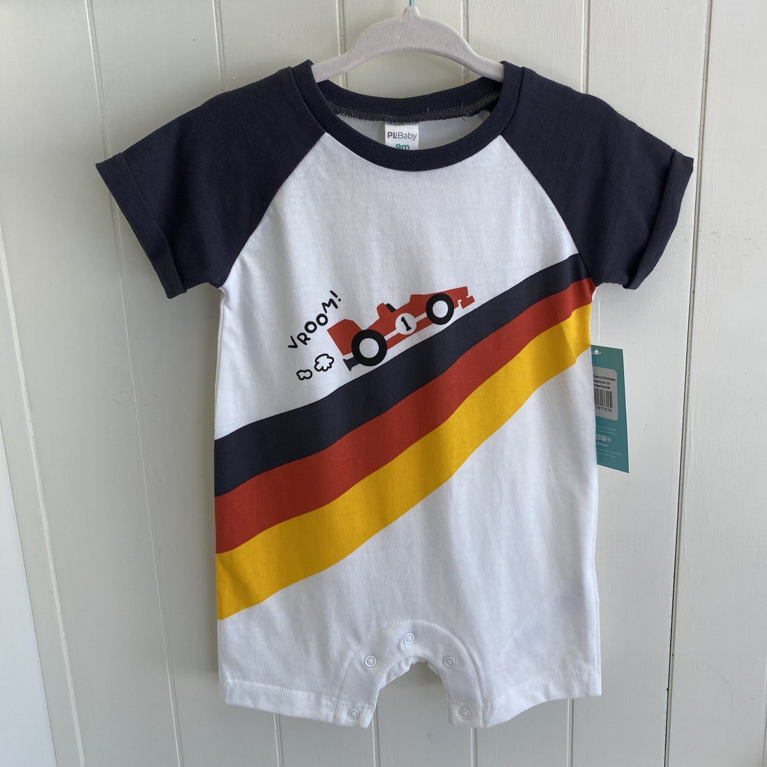 Short Sleeve Race Car Romper-Rompers-PL:Baby-3 M-bluebird baby & kids