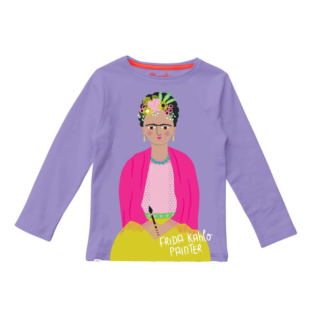 Frida Kahlo Long Sleeve Trailblazer Tee-Tops & Tees-Piccolina Kids-2T-bluebird baby & kids