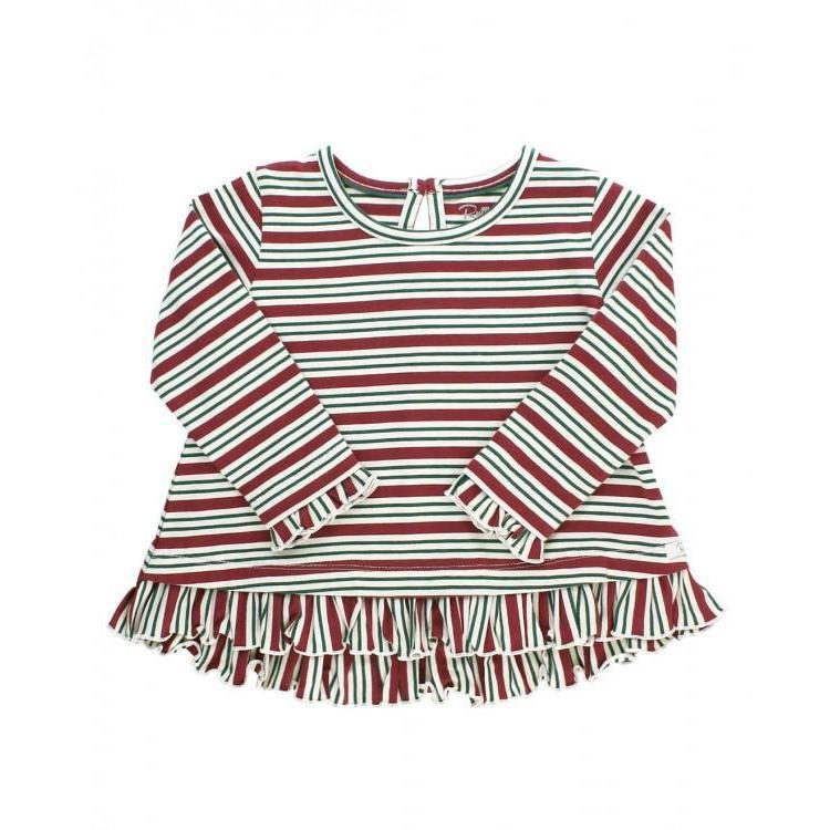 Peppermint Stripe Ruffle Hem Top-Tops & Tees-RuffleButts-12-18 M-bluebird baby & kids