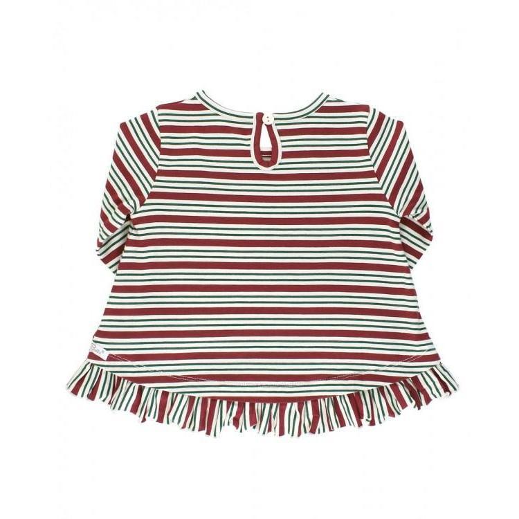 Peppermint Stripe Ruffle Hem Top-Tops & Tees-RuffleButts-12-18 M-bluebird baby & kids