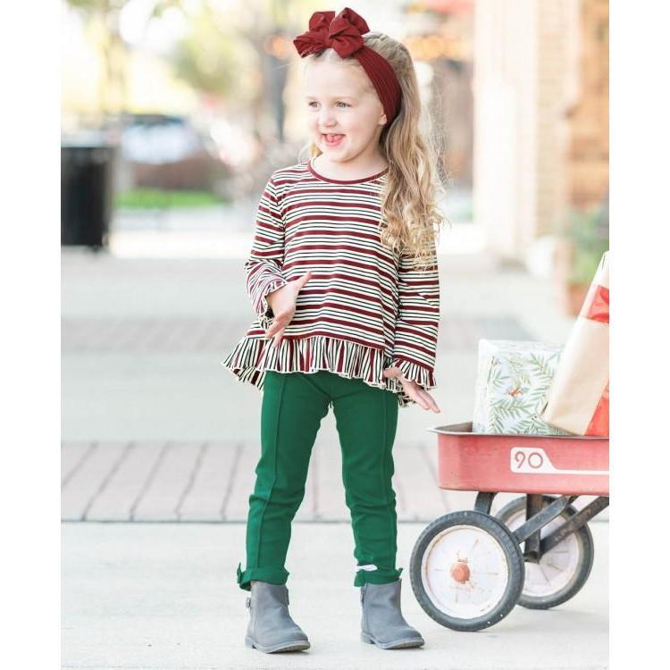 Peppermint Stripe Ruffle Hem Top-Tops & Tees-RuffleButts-12-18 M-bluebird baby & kids