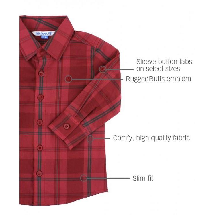 Noel Plaid Button Down-Tops & Tees-RuggedButts-2T-bluebird baby & kids