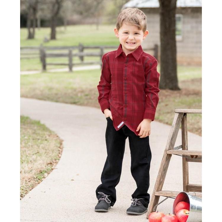 Noel Plaid Button Down-Tops & Tees-RuggedButts-2T-bluebird baby & kids