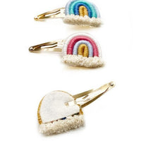 Rainbow Macrame Hair Clips-Accessories-Sparkling Lilac, LLC-Red/Blue-bluebird baby & kids