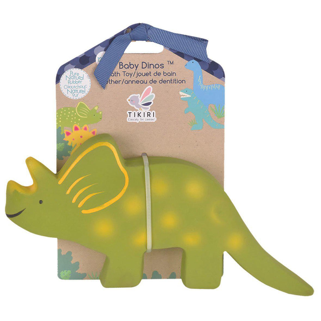 Baby Triceratops Natural Organic Rubber Teether Toy-Teethers-Tikiri Toys LLC-bluebird baby & kids