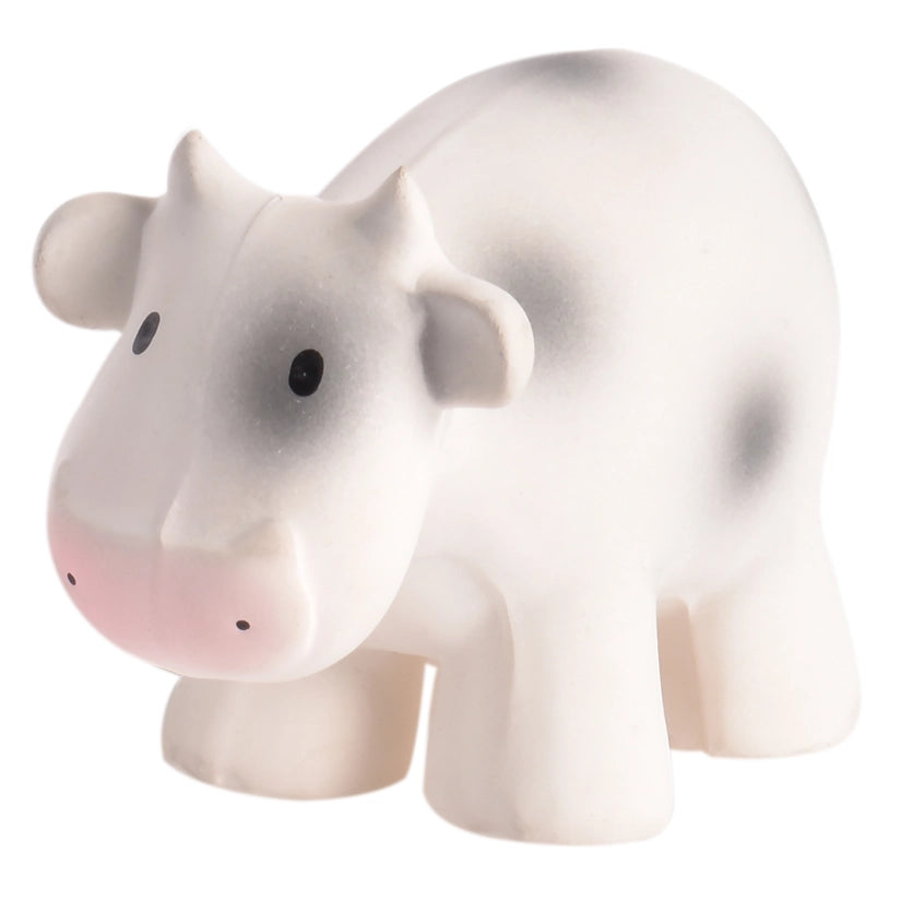 Cow - Natural Organic Rubber Teether, Rattle & Bath Toy