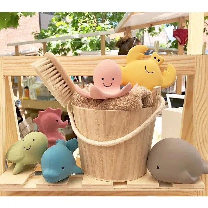 Crab - Natural Organic Rubber Teether, Rattle & Bath Toy-Teethers-Tikiri Toys LLC-Yellow-bluebird baby & kids